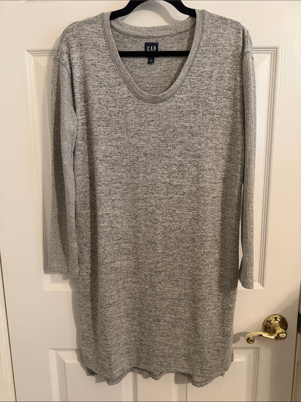 Gap Long Sleeve Soft Spun Knee Length Side Slits Grey T-Shirt Dress Size XS